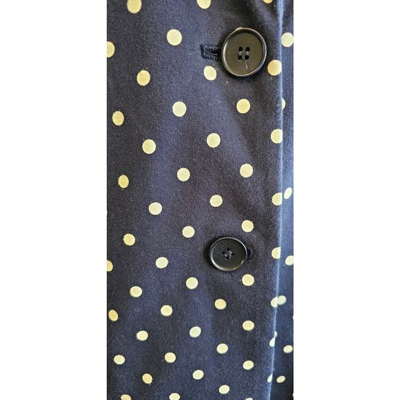 Talbots Women Two Button Front Office Polka Dot Blazer Jacket Size XL Navy Cream - Picture 2 of 6
